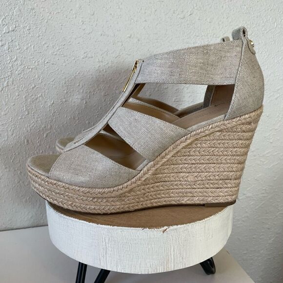 MICHAEL Michael Kors Woven Wedge Heels Size 10 EUC - Picture 1 of 8